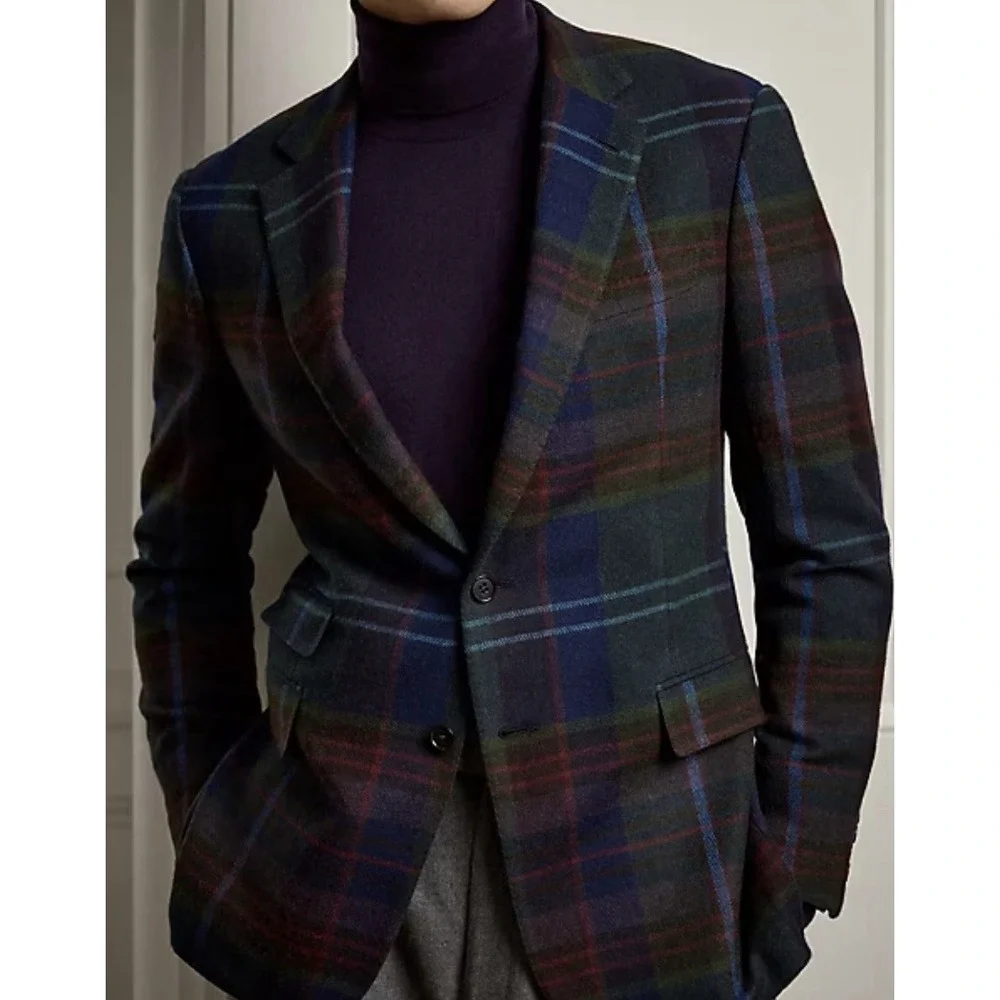 Ralph Lauren Purple Label Kent Hand Tailored Jacket Men 42R Wool Plaid NWT $2500